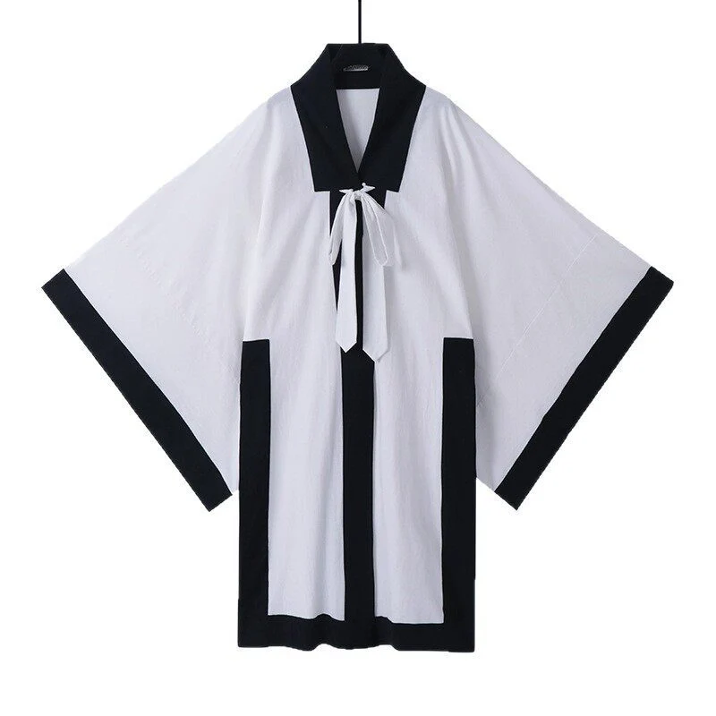 Unisex Oversize Kimono-Cardigan mit Kontrastblende, Bindeband und aufgesetzten Taschen Nord Taschen