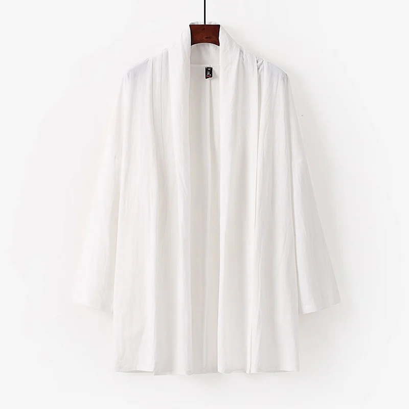 Unisex Offene Kimono-Cardigan aus leichter Baumwoll-Leinen-Mischung Nord Taschen