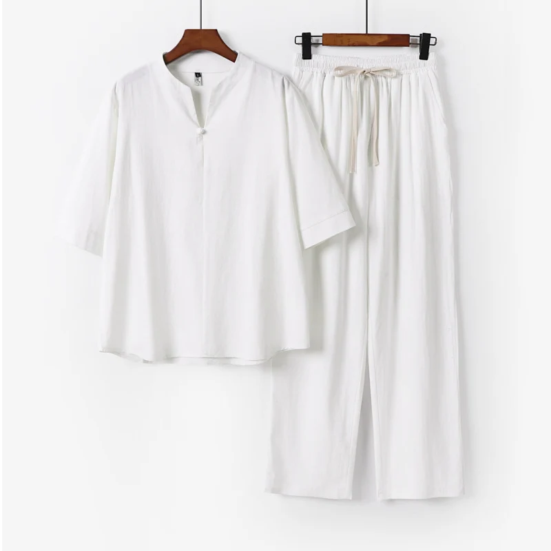Unisex Lockeres Lounge-Set mit Stehkragen-Halbarmshirt und Elastischer Bundhose Nord Taschen