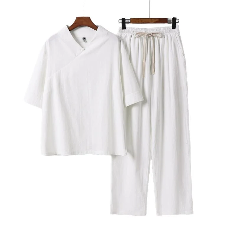 Unisex Leichtes Kimono-Loungewear-Set mit V-Ausschnitt und Tunnelzug-Hose Nord Taschen