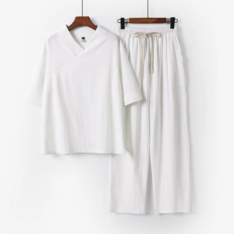 Unisex Leichtes Kimono-Loungewear-Set mit V-Ausschnitt und Tunnelzug-Hose Nord Taschen