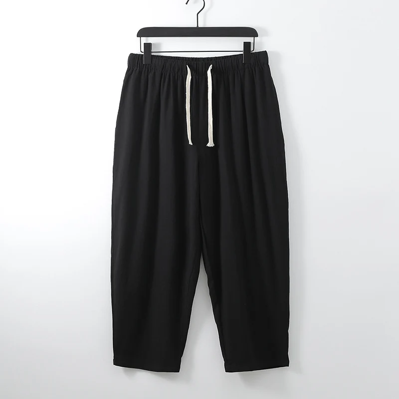 Unisex Leichte Baumwoll-Leinen Freizeithose mit elastischem Bund und Tunnelzug Nord Taschen
