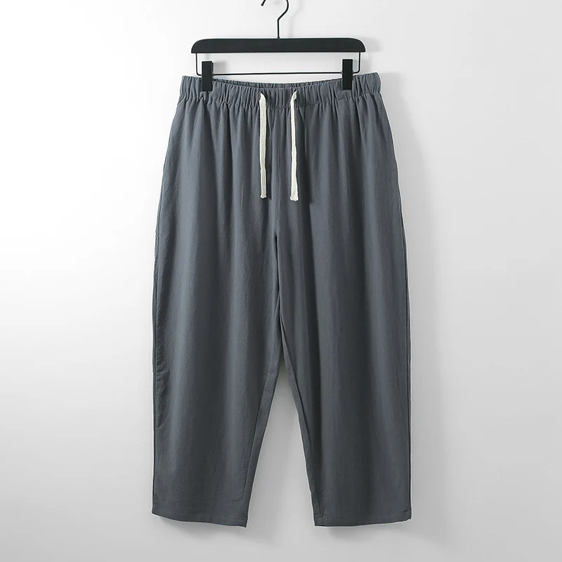 Unisex Leichte Baumwoll-Leinen Freizeithose mit elastischem Bund und Tunnelzug Nord Taschen