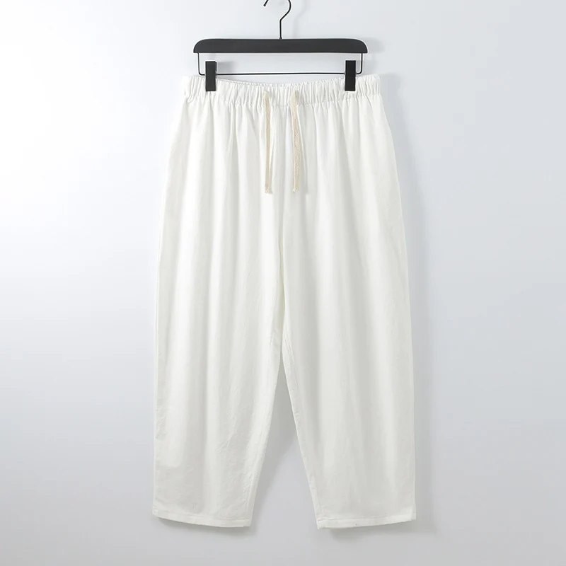 Unisex Leichte Baumwoll-Leinen Freizeithose mit elastischem Bund und Tunnelzug Nord Taschen