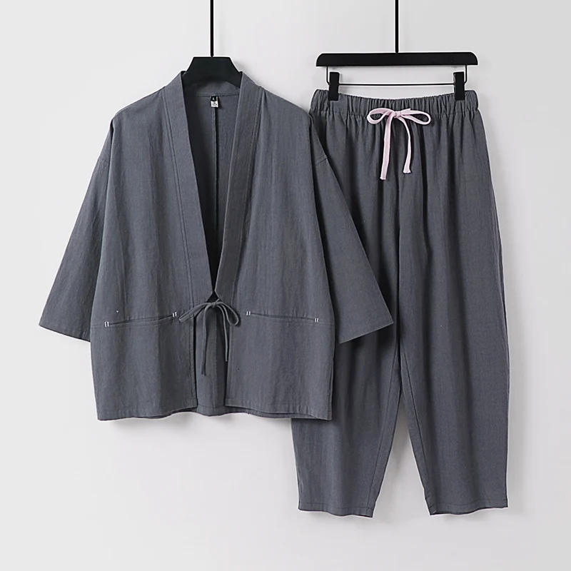 Unisex Kimono-Lounge-Set mit Kurzjacke und elastischer Kordelhose Nord Taschen