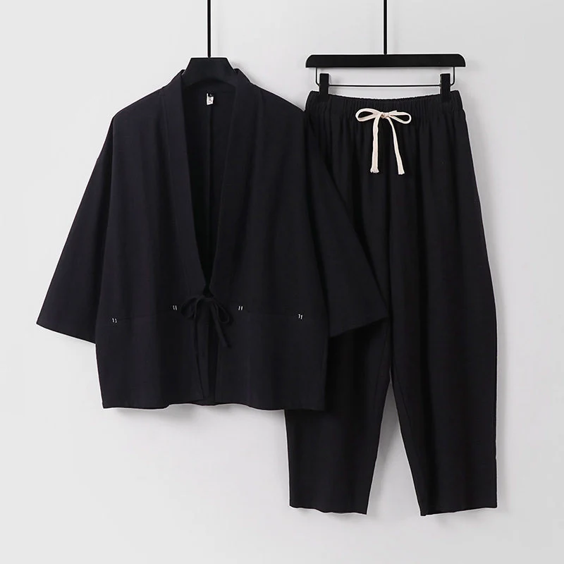 Unisex Kimono-Lounge-Set mit Kurzjacke und elastischer Kordelhose Nord Taschen