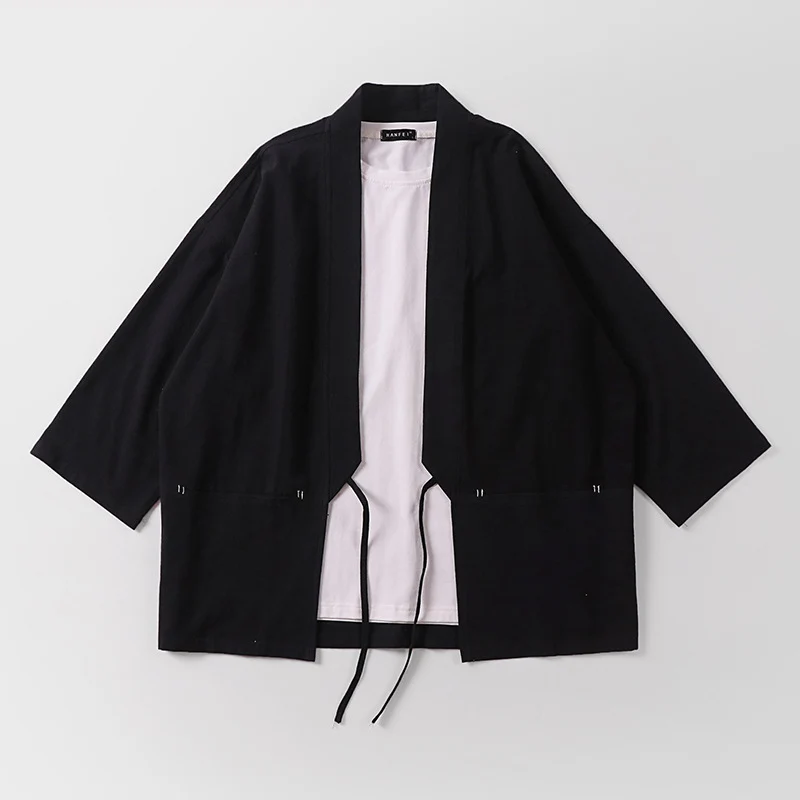 Unisex Kimono-Haori-Jacke mit Bindegürtel und dreiviertelärmeln Nord Taschen