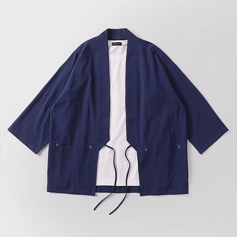 Unisex Kimono-Haori-Jacke mit Bindegürtel und dreiviertelärmeln Nord Taschen