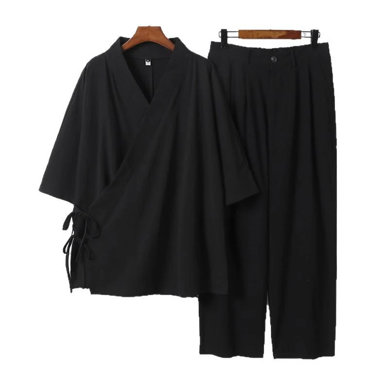 Unisex Kimono-Freizeit-Set mit Wickeloberteil und elastischer Bundhose Nord Taschen