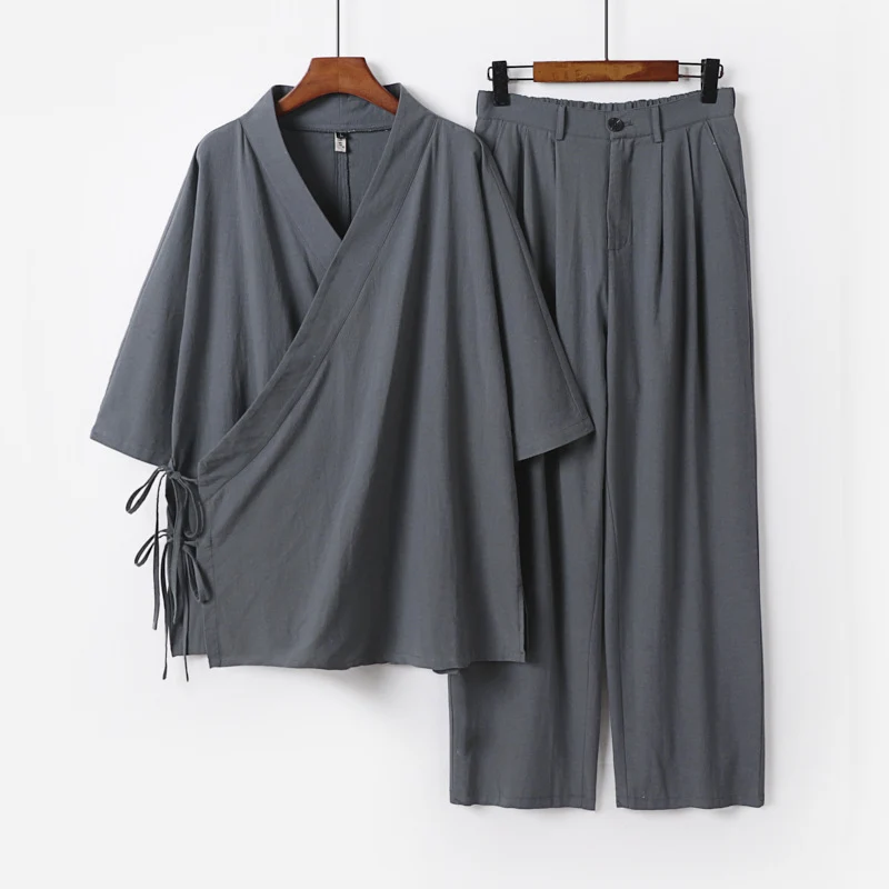 Unisex Kimono-Freizeit-Set mit Wickeloberteil und elastischer Bundhose Nord Taschen