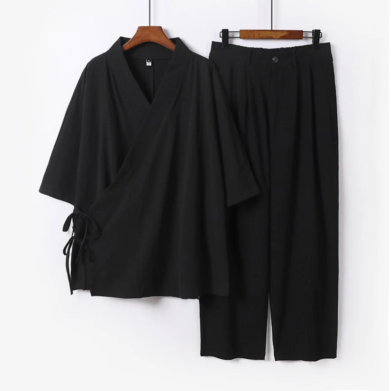Unisex Kimono-Freizeit-Set mit Wickeloberteil und elastischer Bundhose Nord Taschen