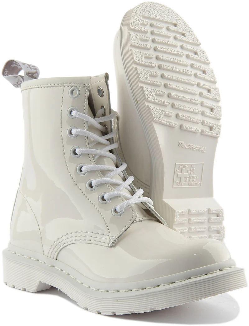 Dr Martens 1460 Mono In White Patent For Women