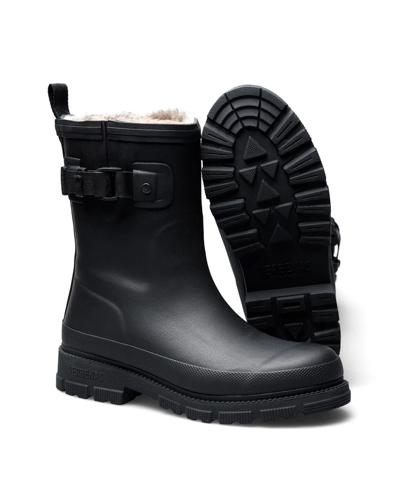 Bota de Agua Lina Fur Smooth Black/Black
