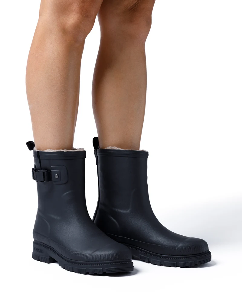 Bota de Agua Lina Fur Smooth Black/Black