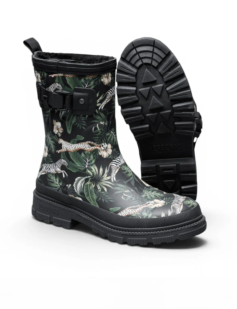 Bota de Agua Lina Fur Smooth Selva Black/Black