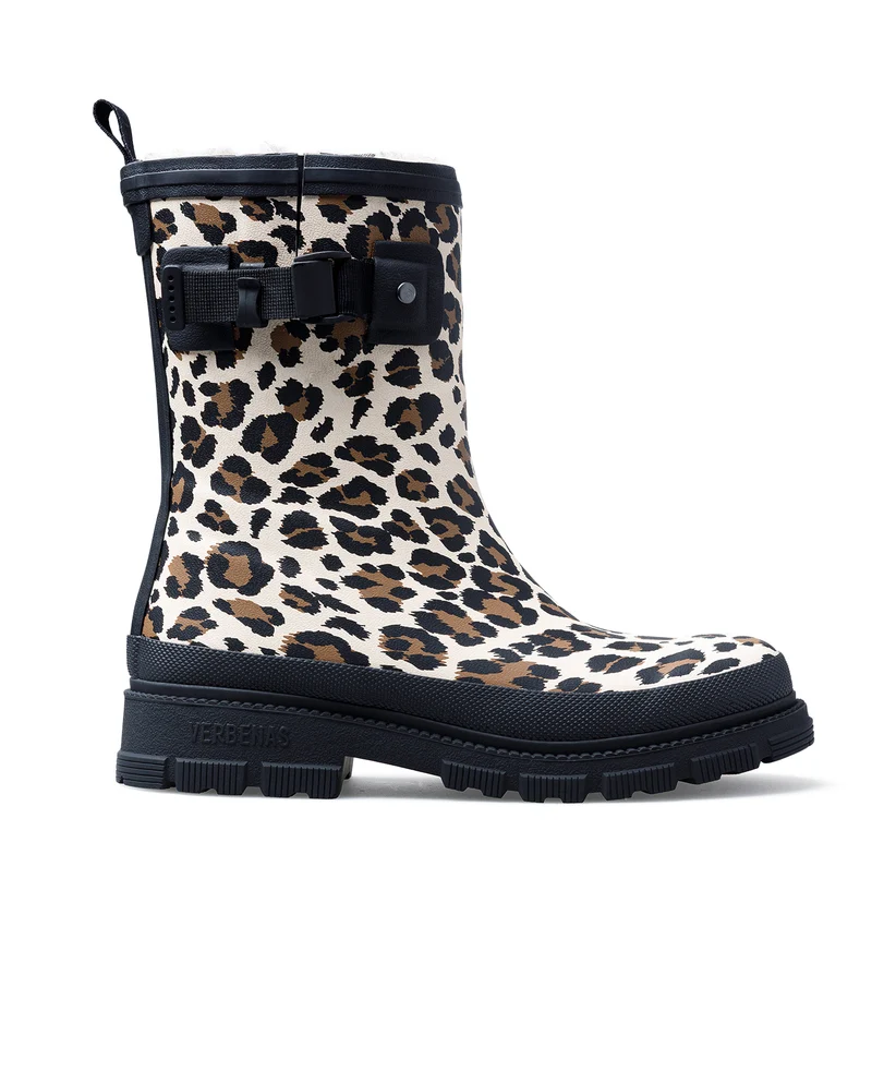 Bota de Agua Lina Fur Smooth Animal Crudo Leo/Black