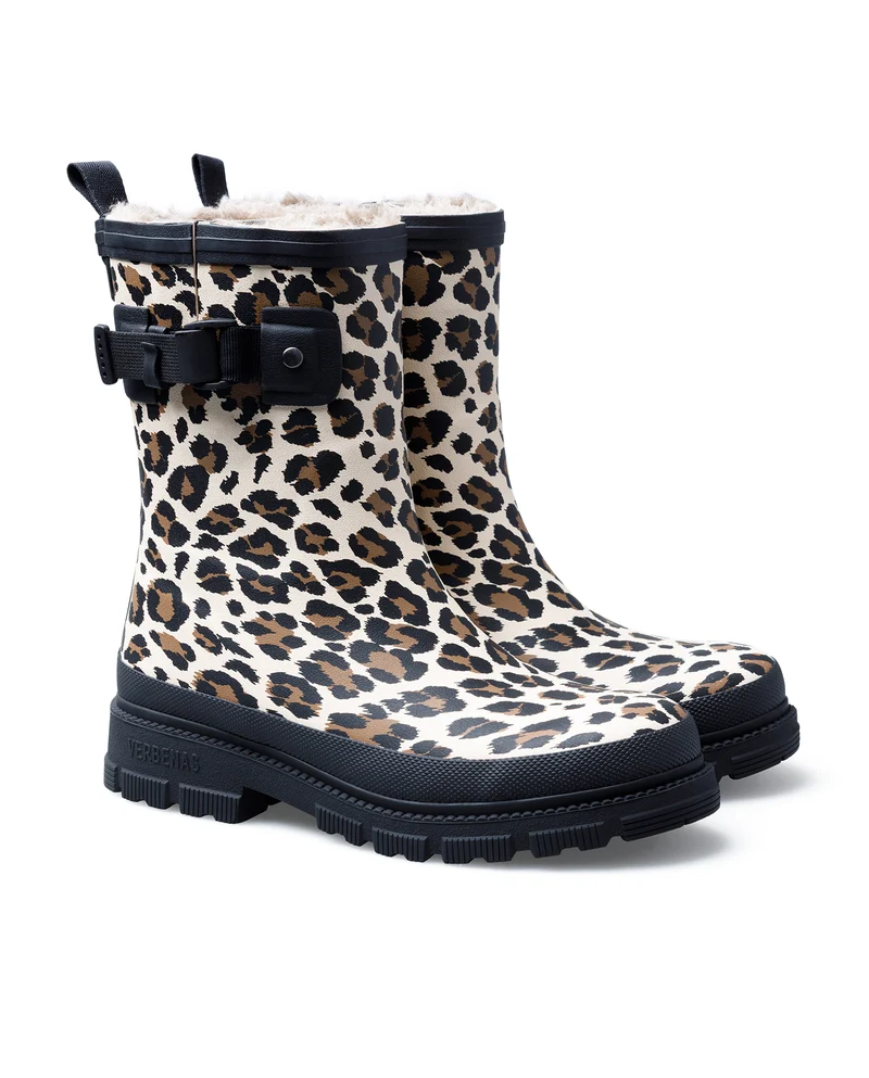Bota de Agua Lina Fur Smooth Animal Crudo Leo/Black