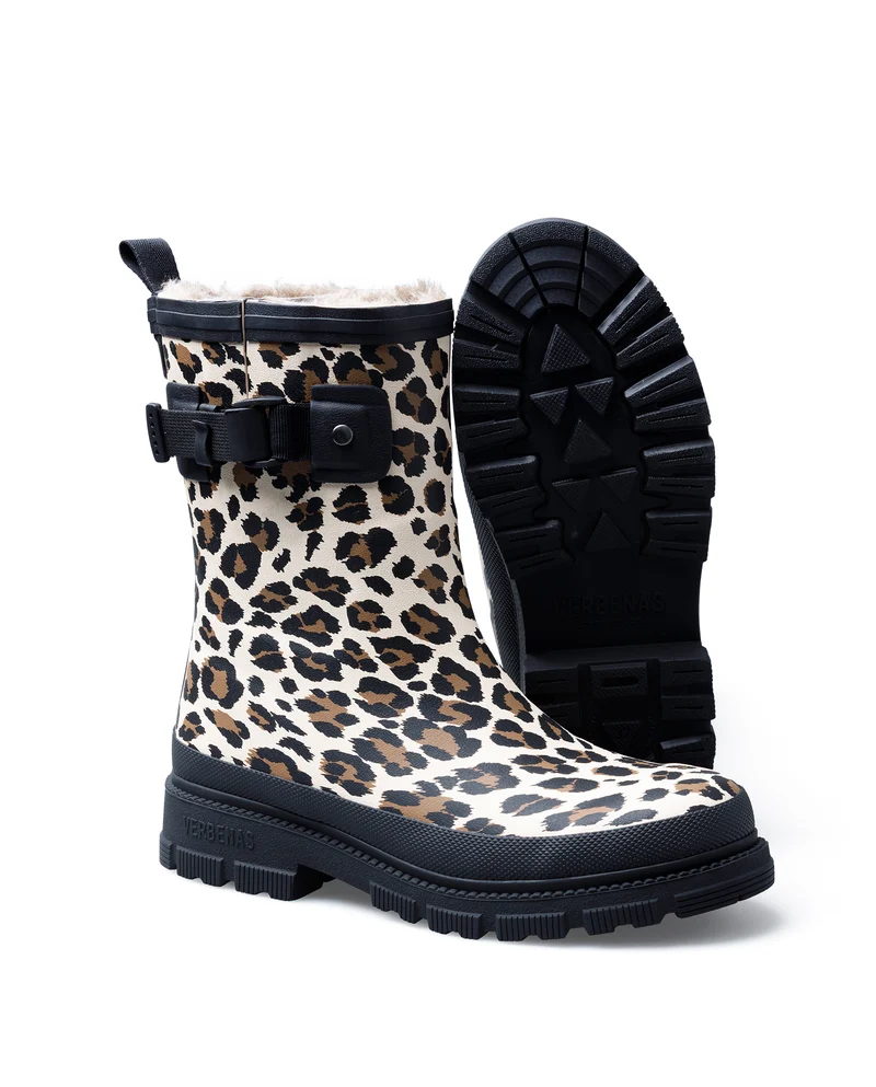 Bota de Agua Lina Fur Smooth Animal Crudo Leo/Black