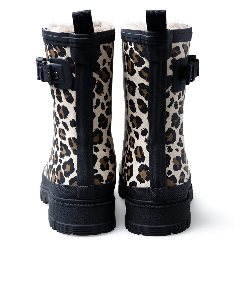 Bota de Agua Lina Fur Smooth Animal Crudo Leo/Black