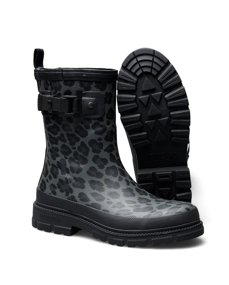 Bota de Agua Lina Fur Smooth Animal Black Leo/Black