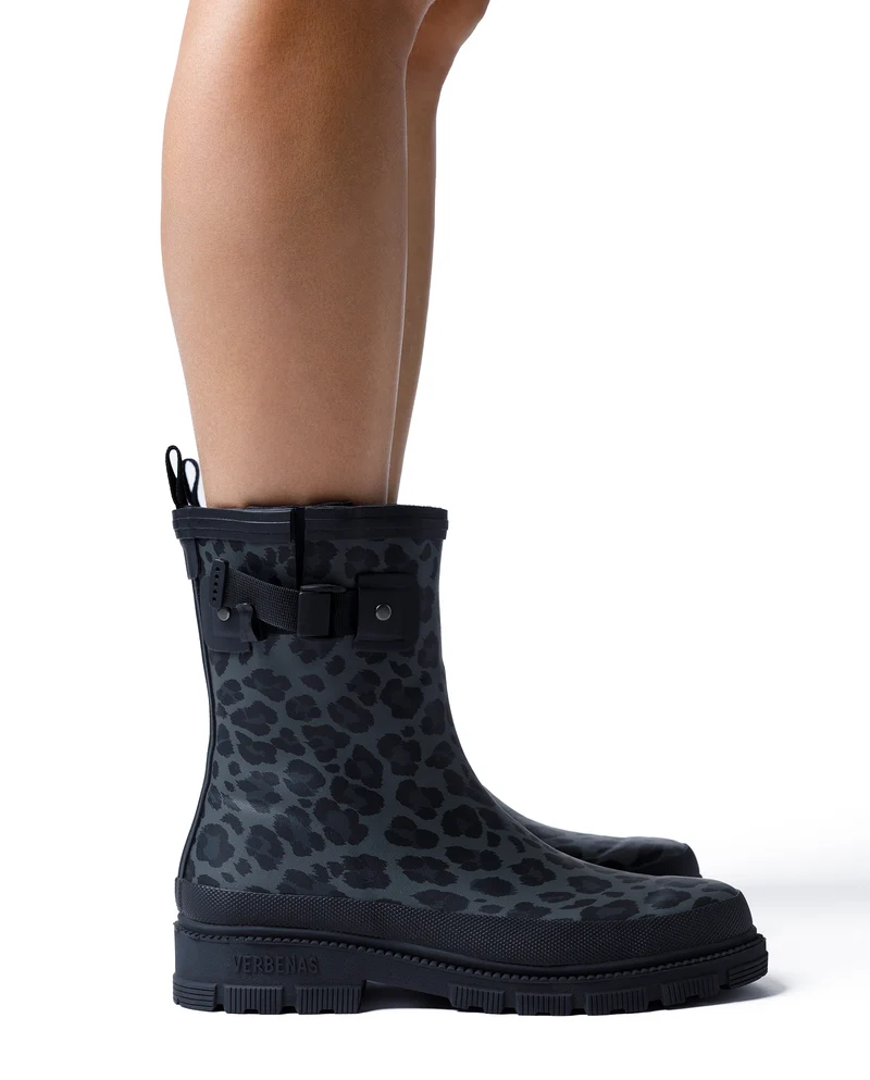 Bota de Agua Lina Fur Smooth Animal Black Leo/Black