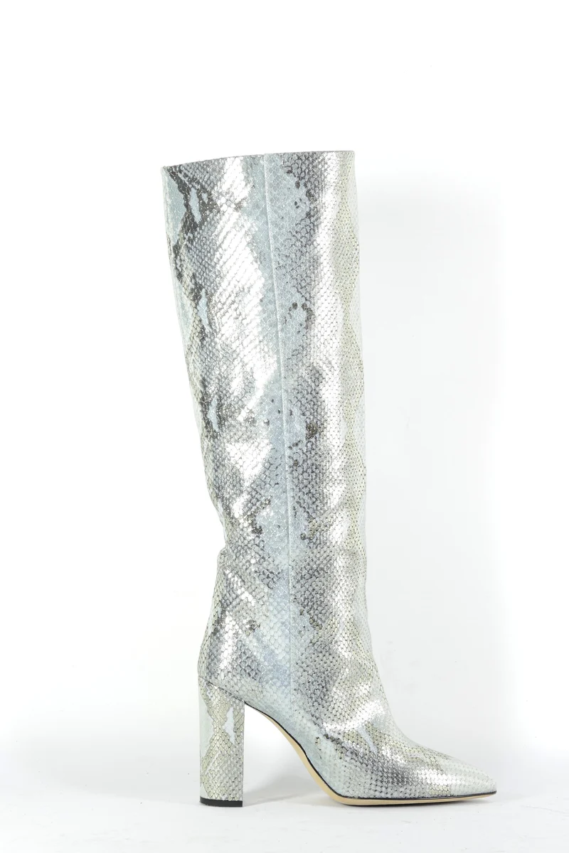 Stiefel Leder silber