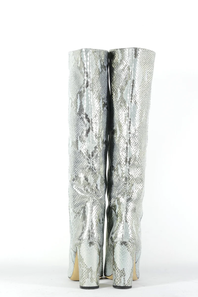 Stiefel Leder silber