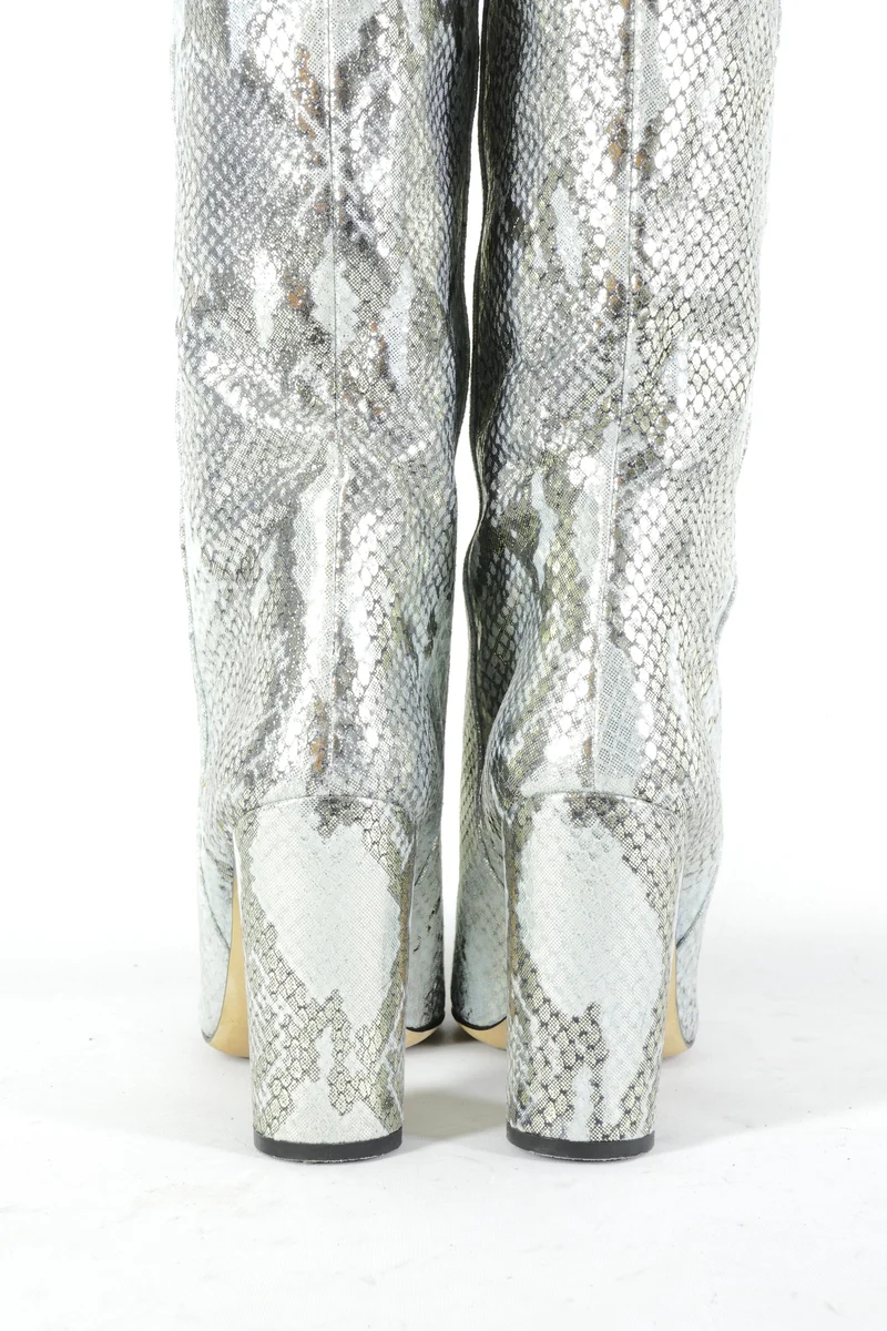 Stiefel Leder silber