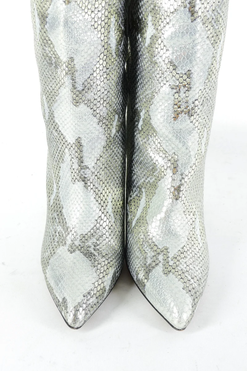 Stiefel Leder silber