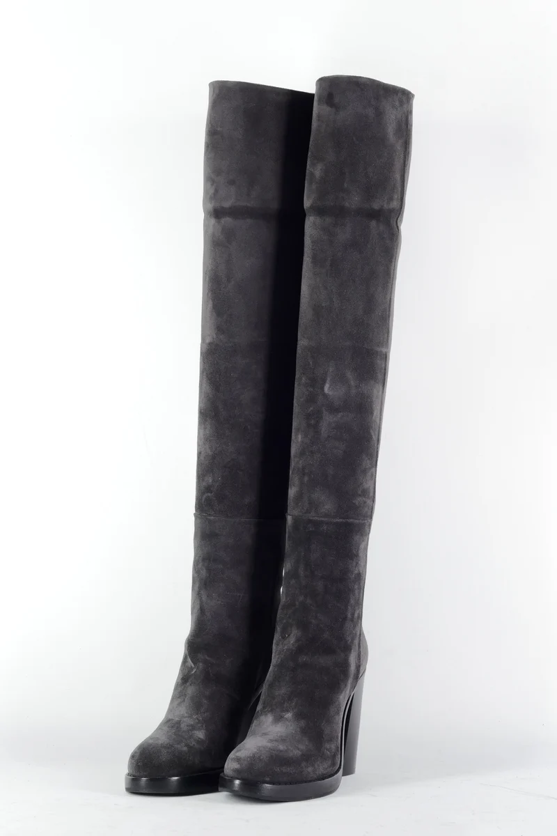 Hohe Stiefel Wildleder anthrazit