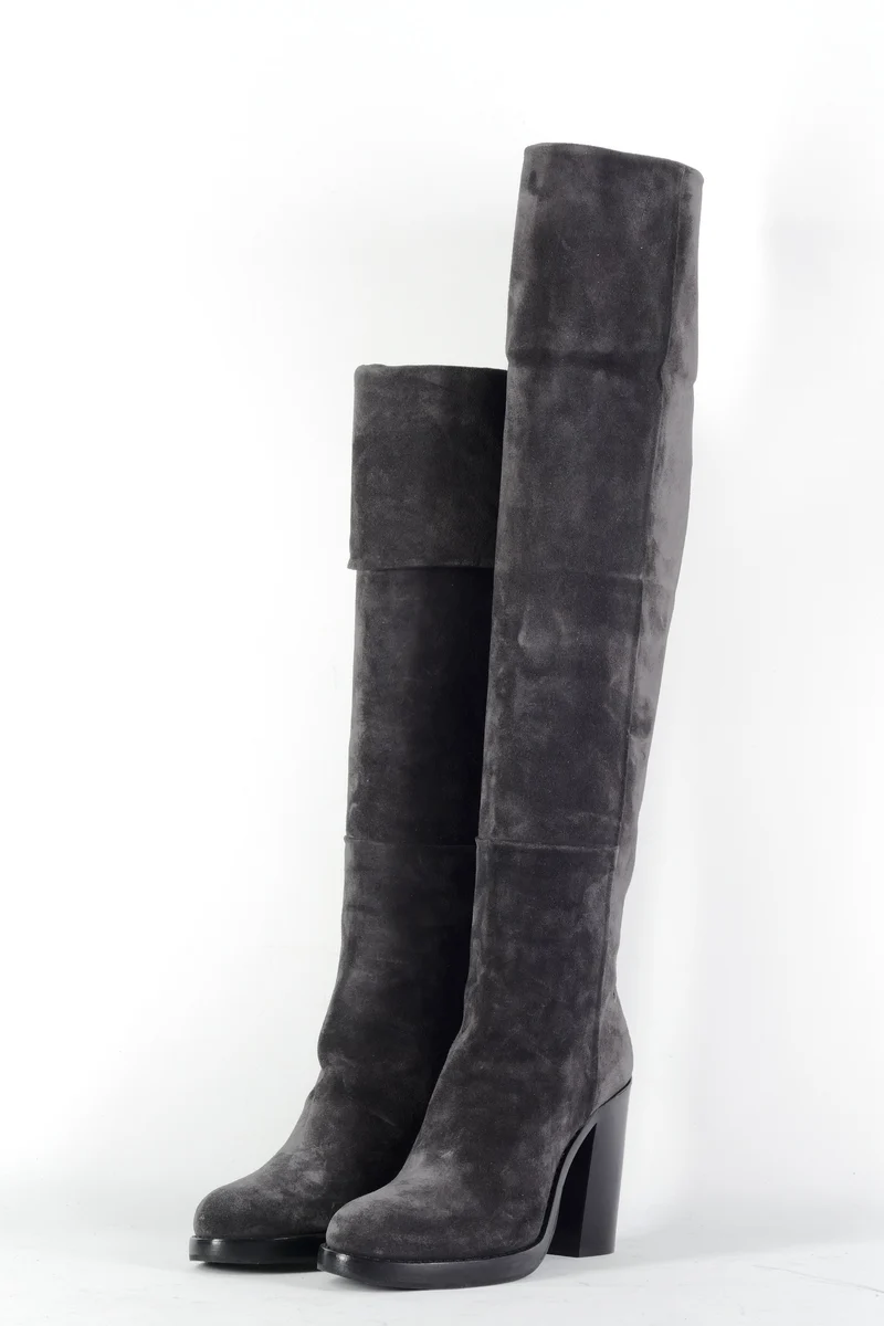 Hohe Stiefel Wildleder anthrazit