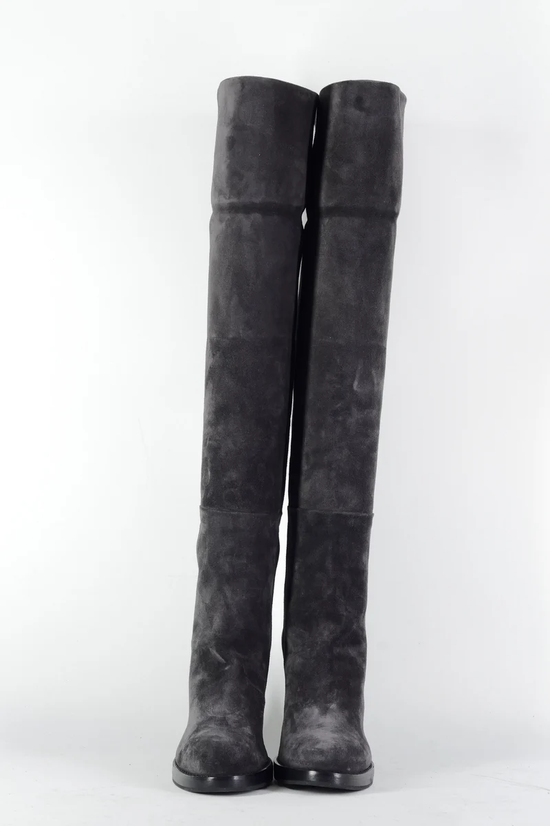 Hohe Stiefel Wildleder anthrazit