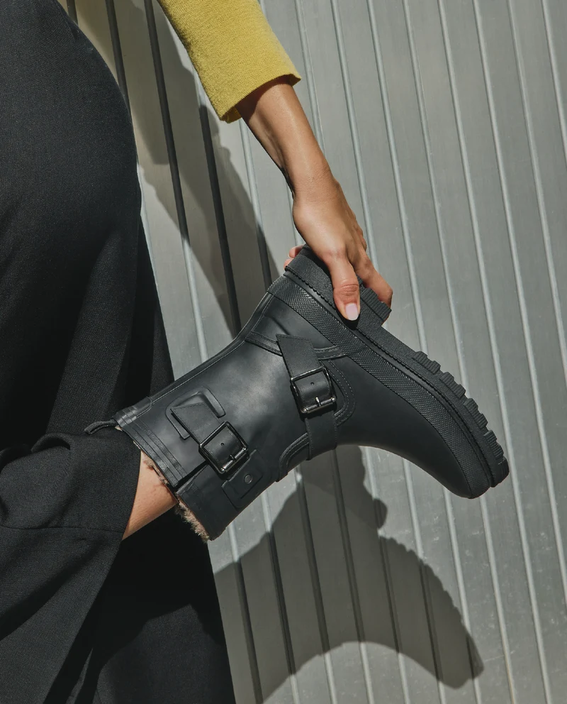 Bota de Agua Lucia Fur Smooth Black/Black