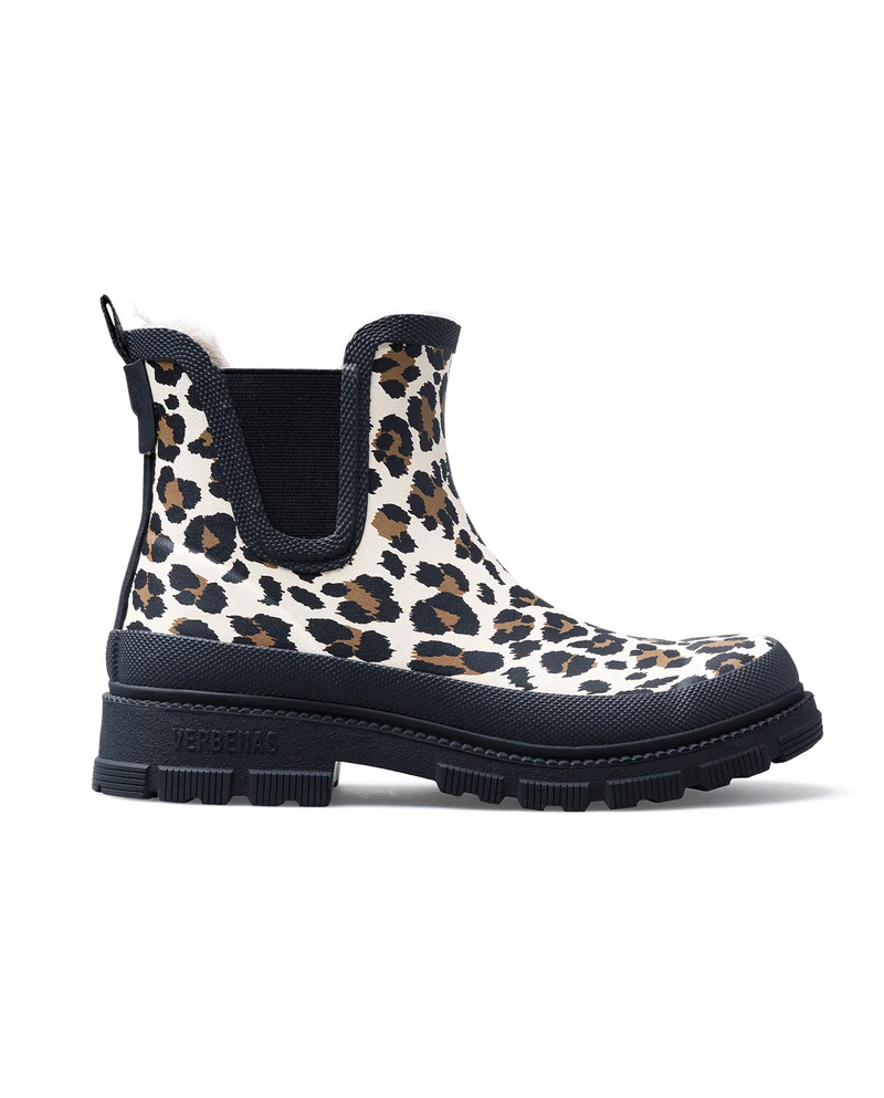 Bota de Agua Lua Fur Smooth Animal Crudo Leo/Black