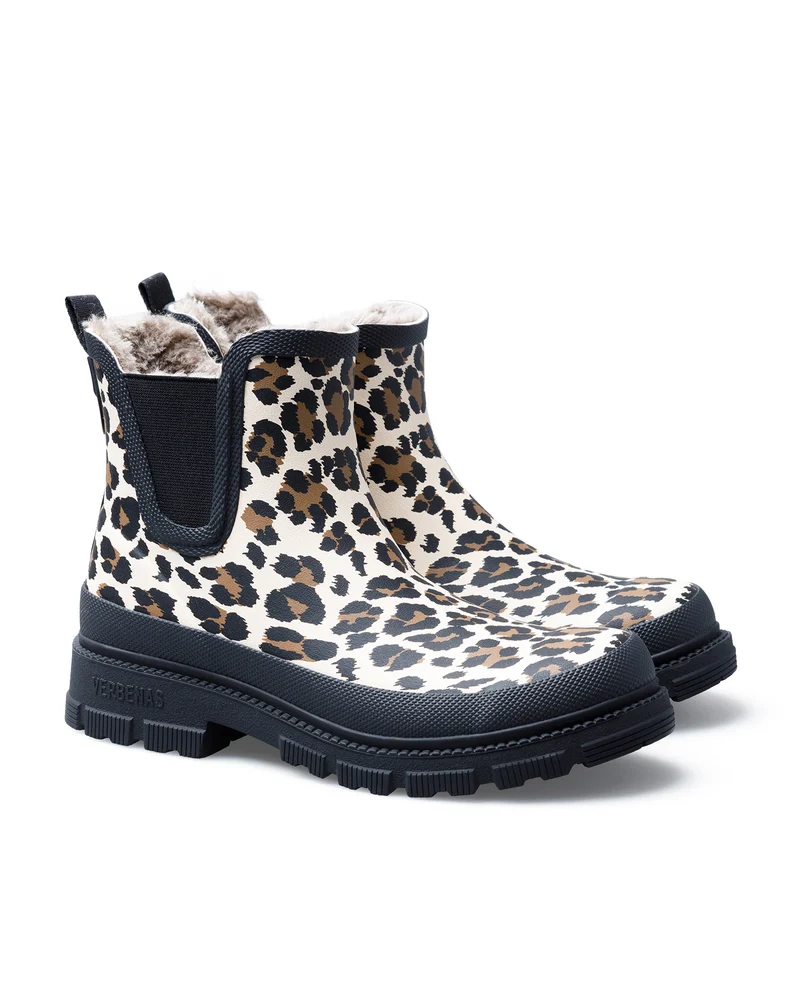 Bota de Agua Lua Fur Smooth Animal Crudo Leo/Black