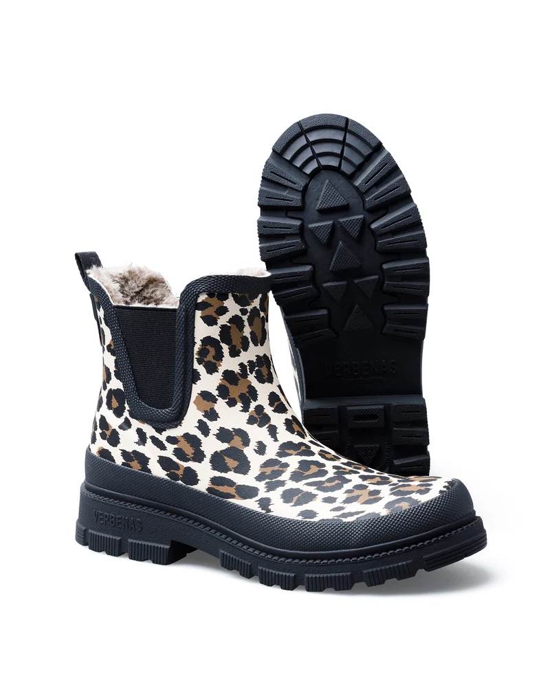 Bota de Agua Lua Fur Smooth Animal Crudo Leo/Black