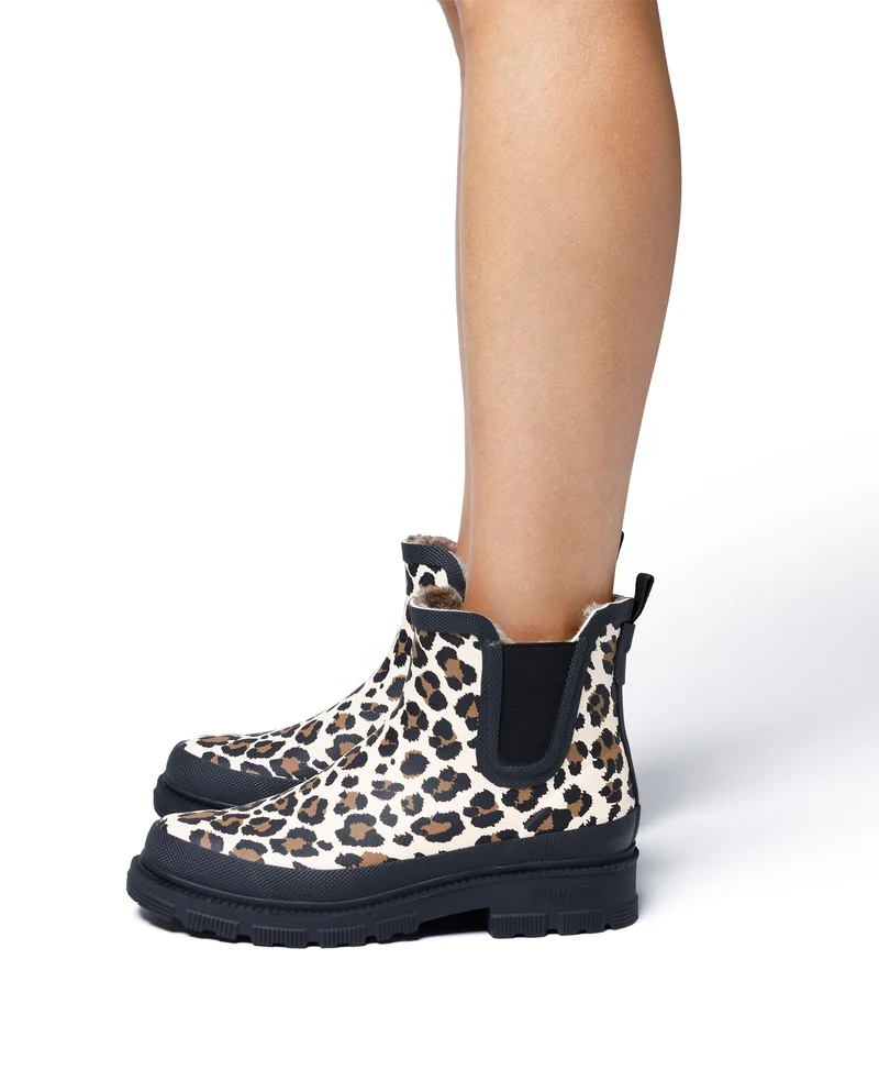 Bota de Agua Lua Fur Smooth Animal Crudo Leo/Black