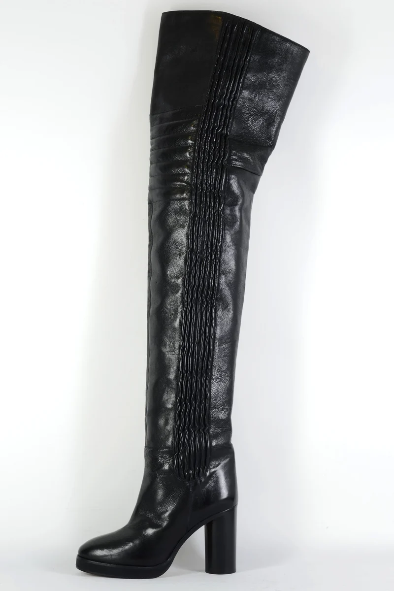 Overknees Leder schwarz