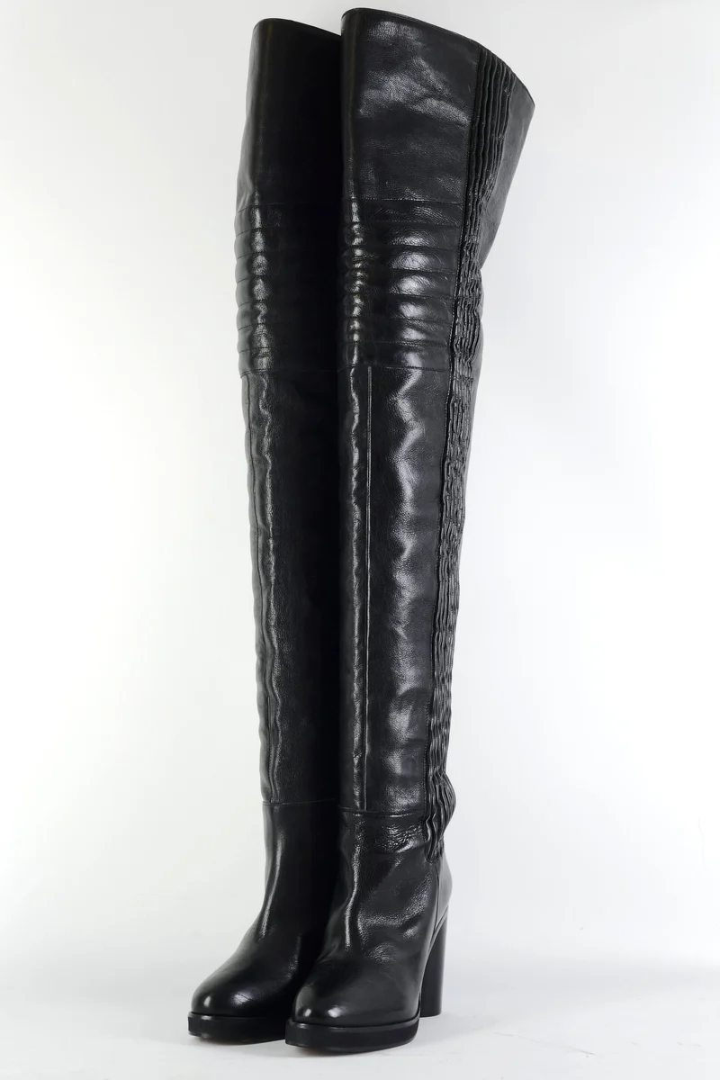 Overknees Leder schwarz