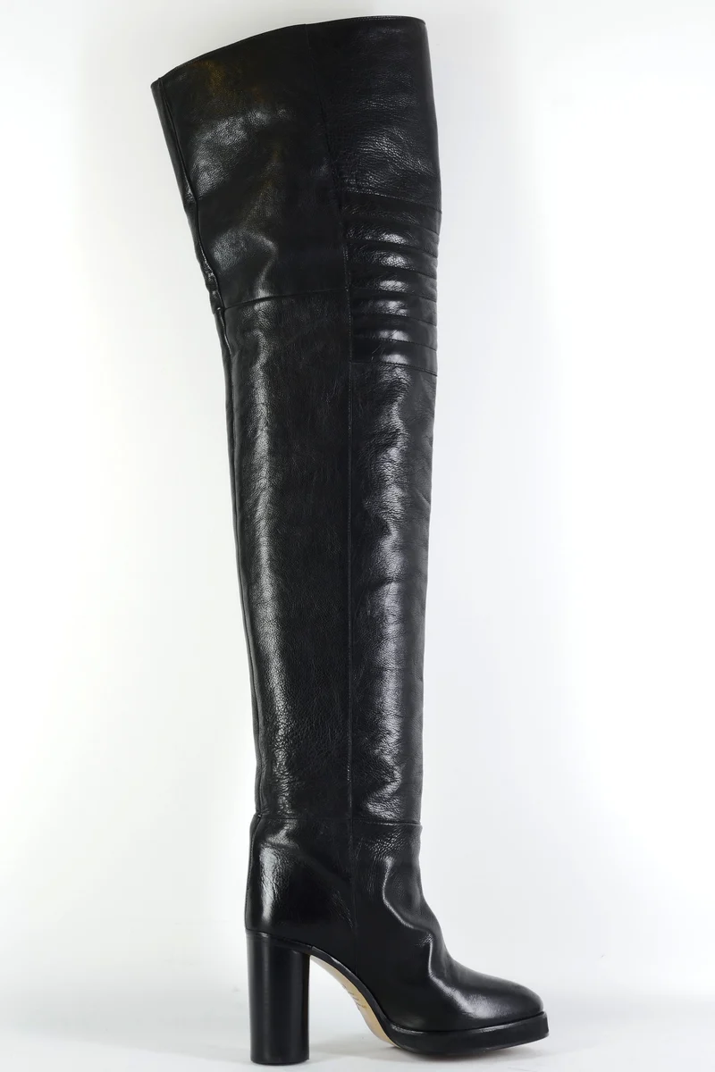 Overknees Leder schwarz