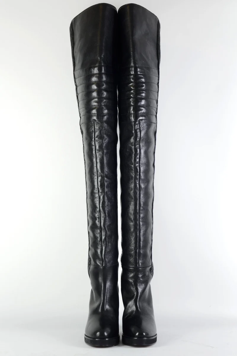 Overknees Leder schwarz
