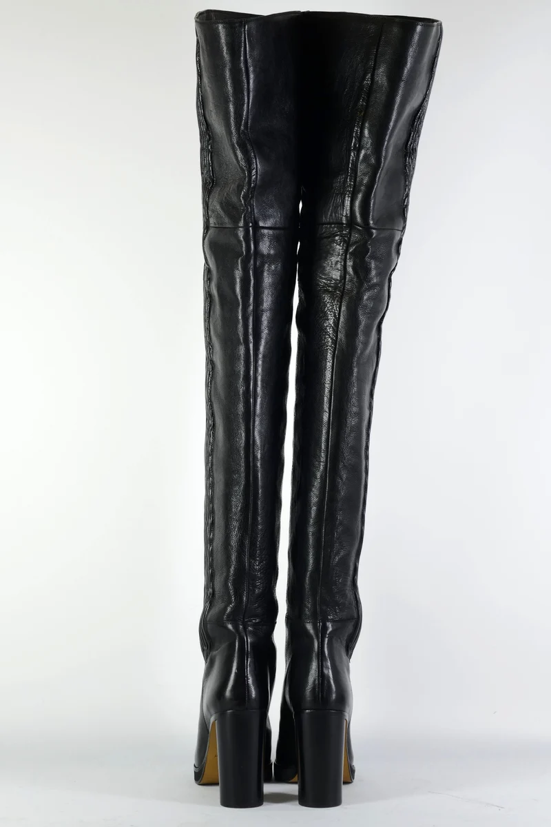 Overknees Leder schwarz