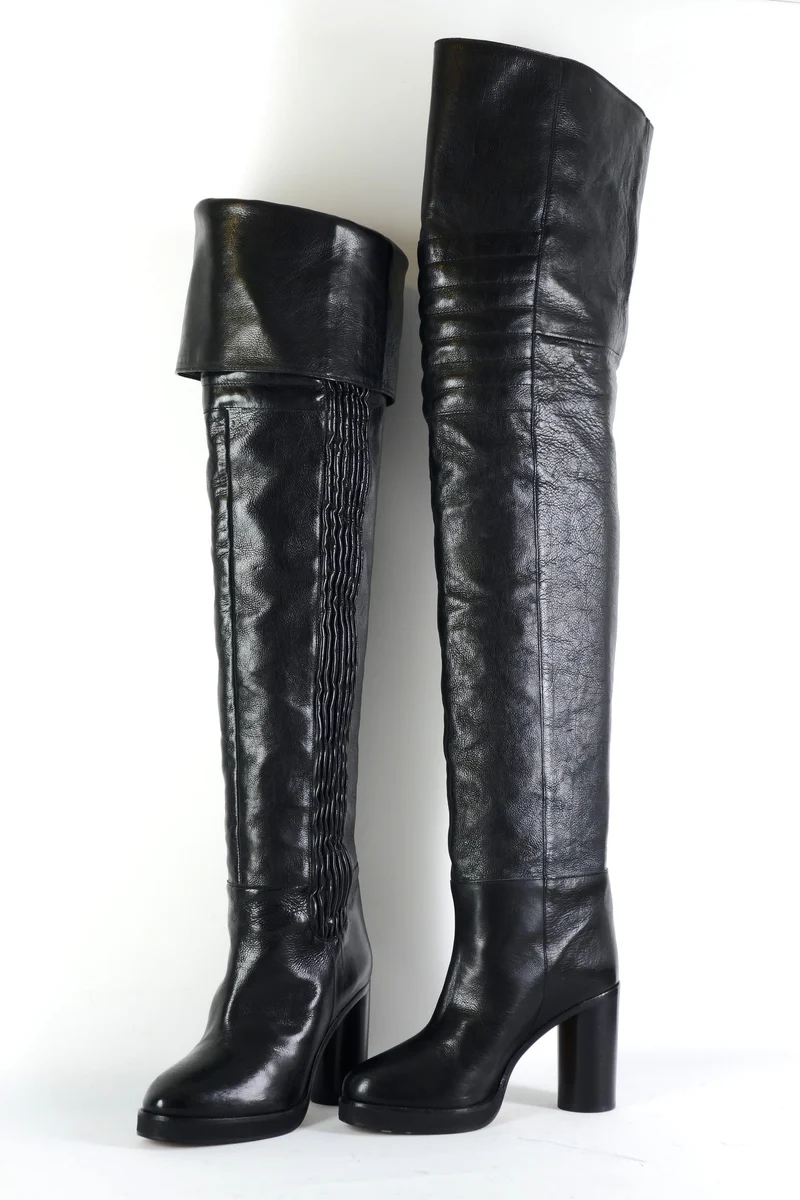 Overknees Leder schwarz