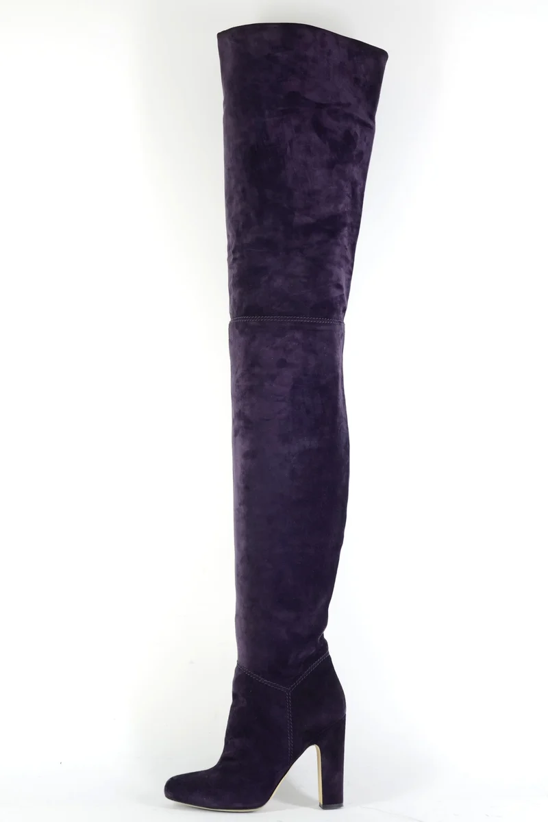 Overknees Wildleder aubergine