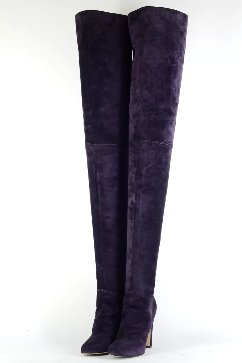 Overknees Wildleder aubergine