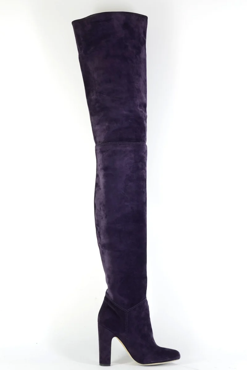 Overknees Wildleder aubergine