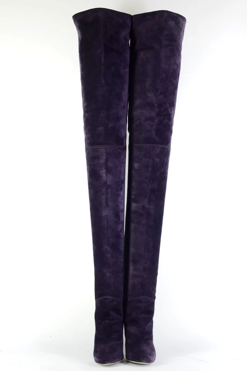 Overknees Wildleder aubergine