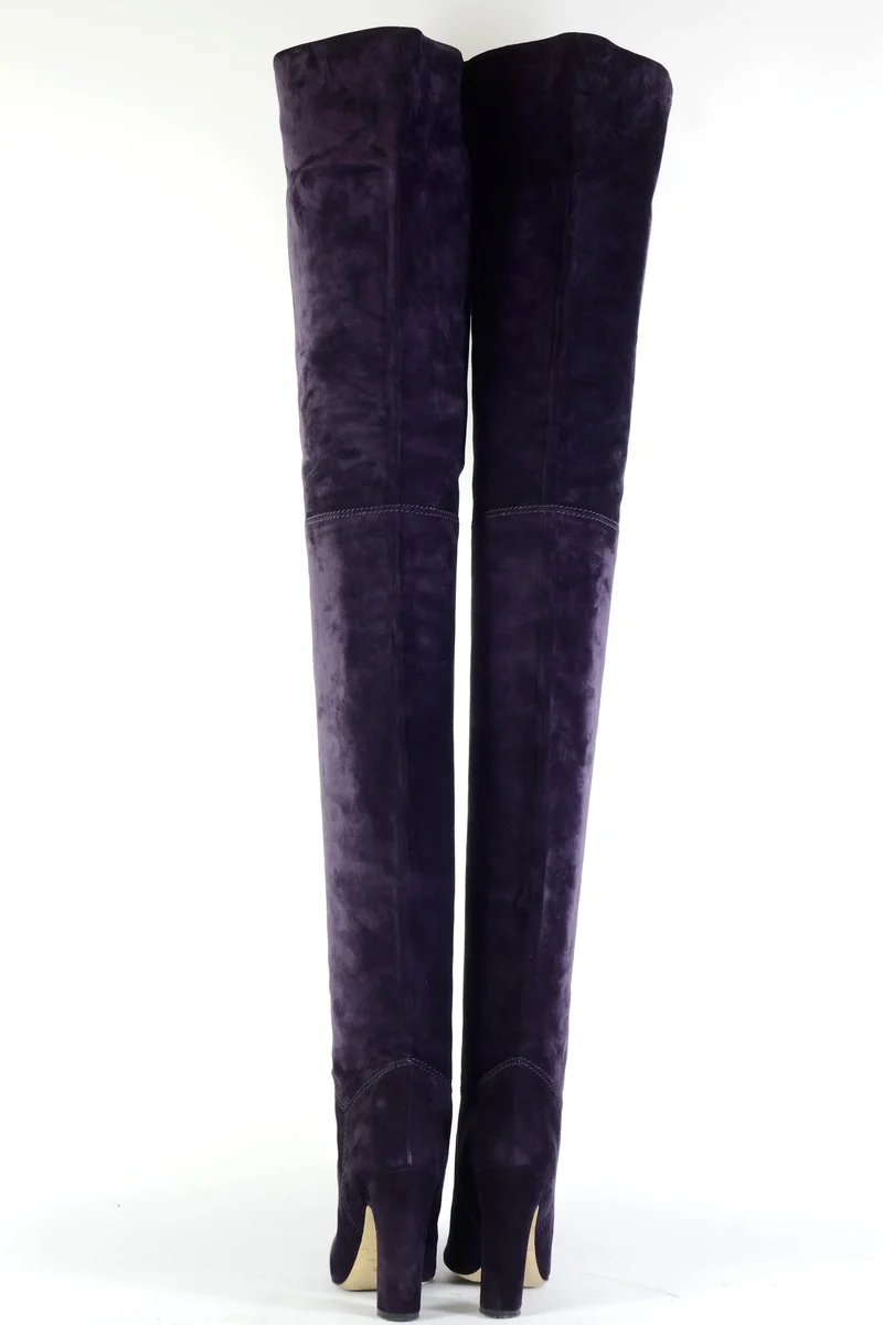 Overknees Wildleder aubergine