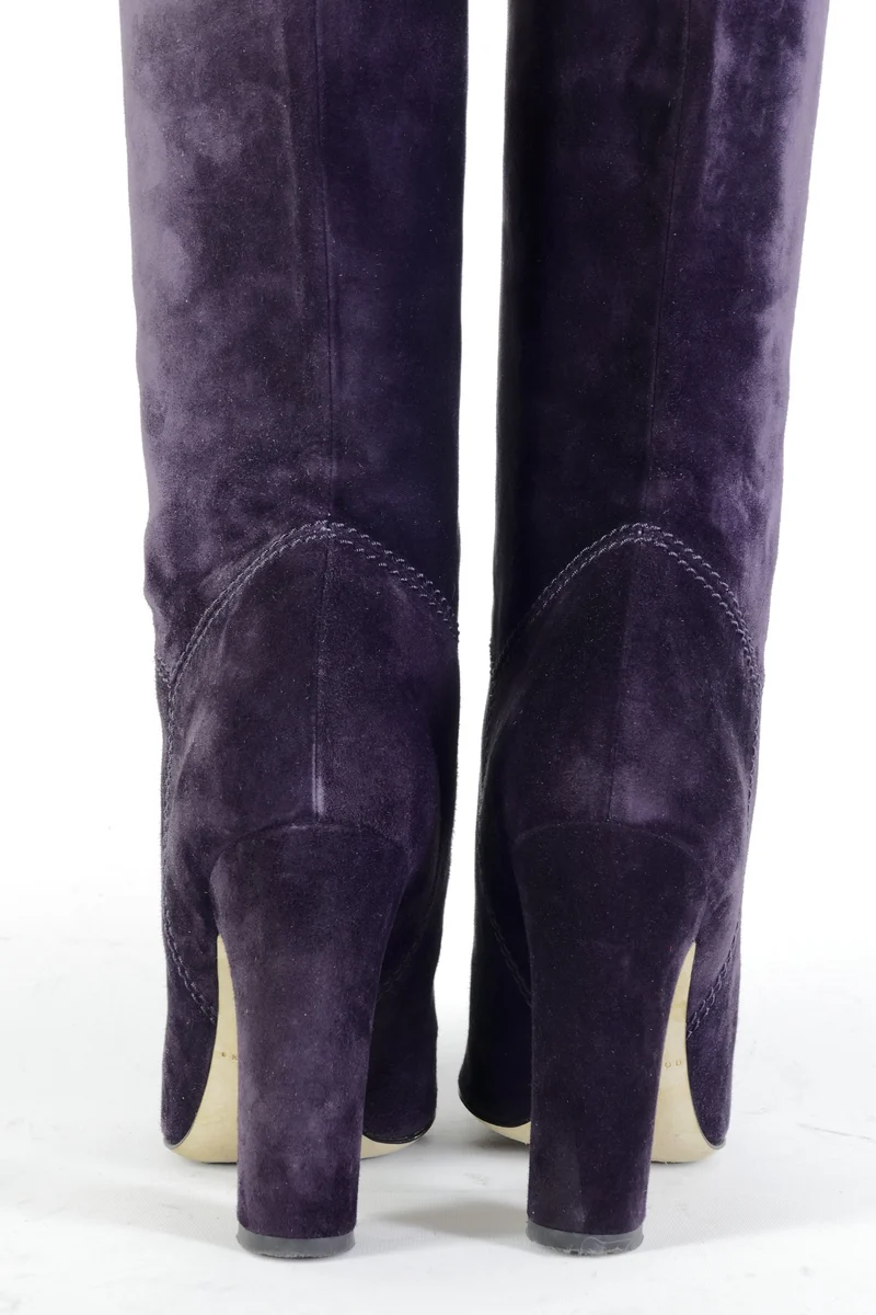 Overknees Wildleder aubergine