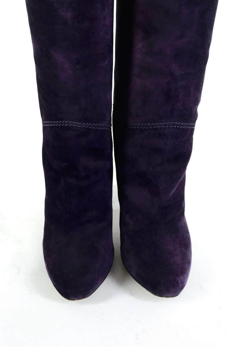 Overknees Wildleder aubergine